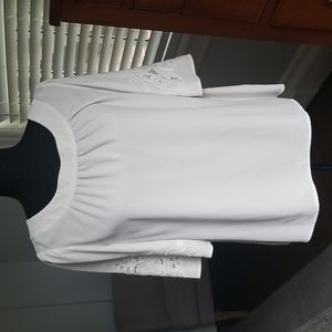 Ann Taylor White Blouse with Embroidered sleeves